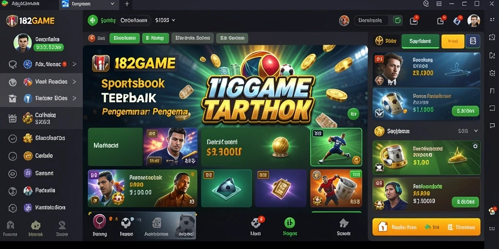 Tampilan utama 182GAME dengan berbagai pilihan taruhan olahraga.