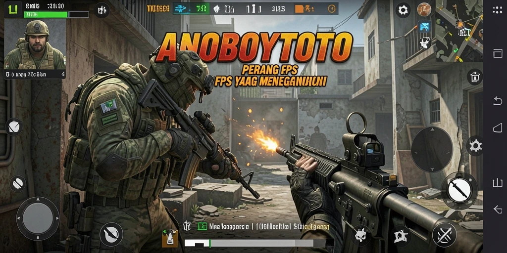 Tampilan gameplay ANOBOYTOTO dalam aksi penuh tembakan.