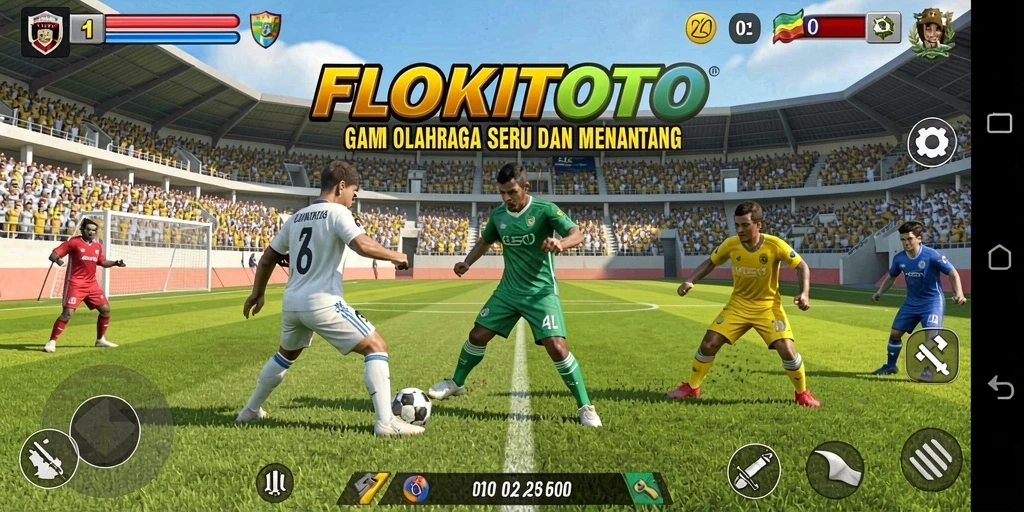 Tampilan gameplay FLOKITOTO yang seru dan kompetitif di lapangan.