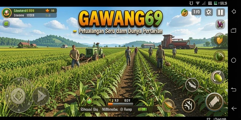 Screenshot utama GAWANG69 menampilkan aktivitas bertani yang mengasyikkan.