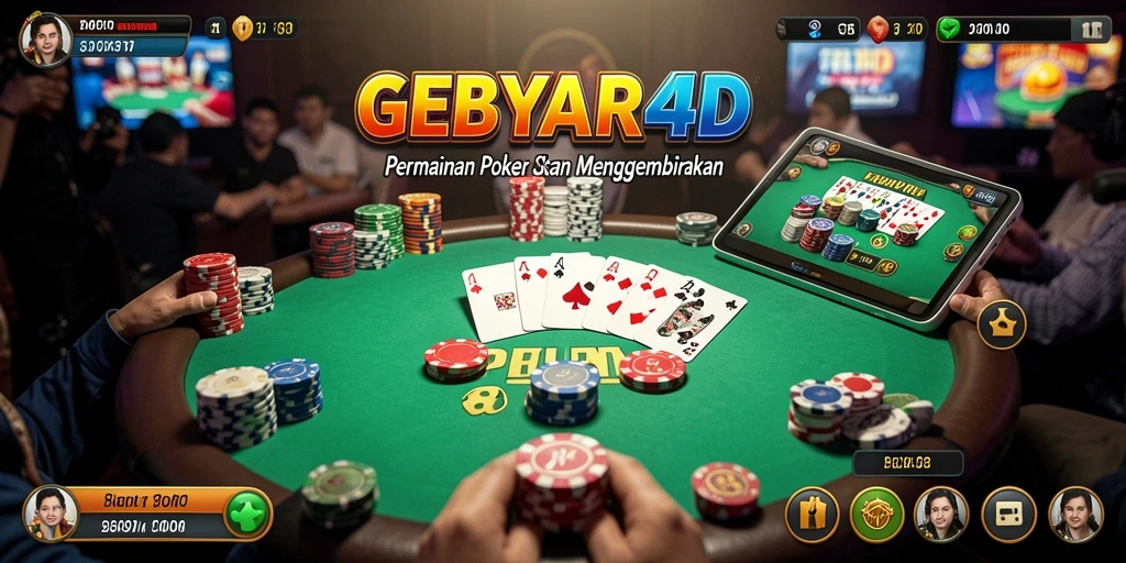 Screenshot <strong>GEBYAR4D</strong> menunjukkan meja permainan poker yang menegangkan.