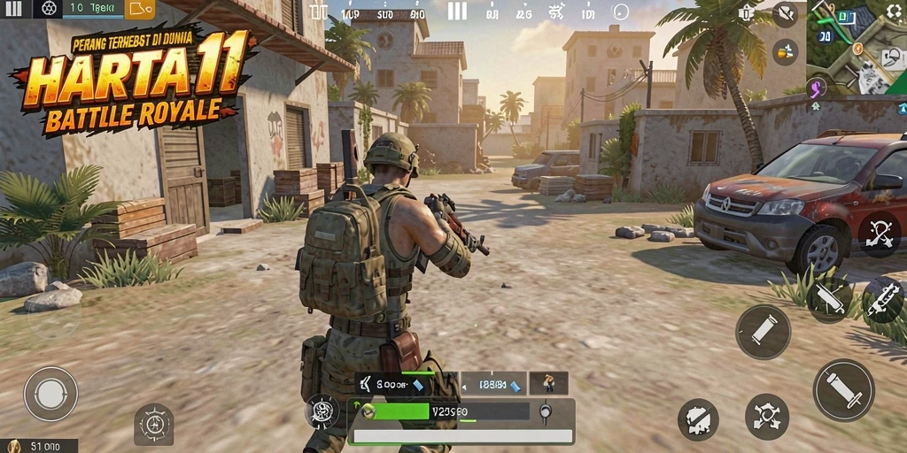 Tampilan gameplay HARTA11 yang memukau dan penuh aksi Battle Royale.