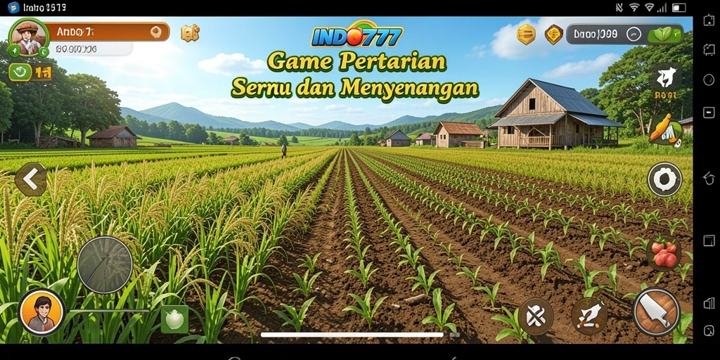 Tampilan gameplay INDO777 yang menampilkan ladang subur dan aktif.