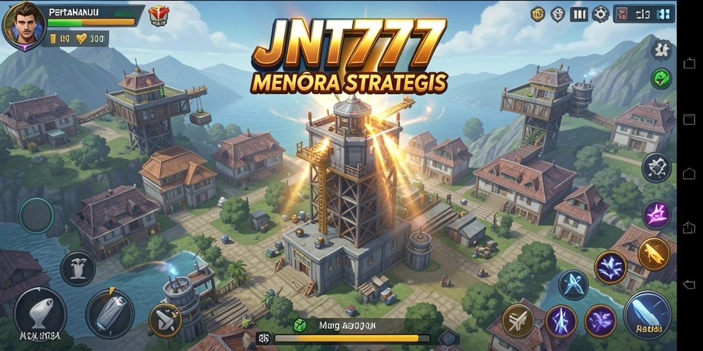 Gameplay mendebarkan JNT777 dalam Tower Defense.