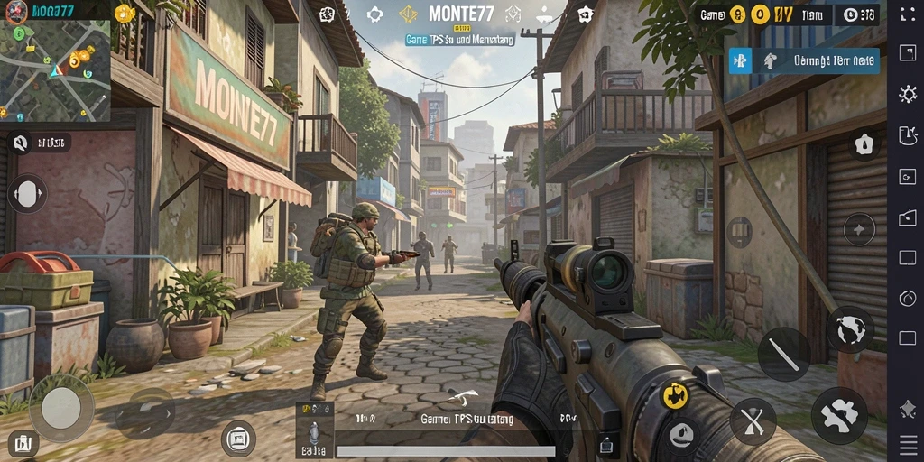 Tampilan gameplay seru dalam MONTE77 dengan aksi pertempuran mendebarkan.