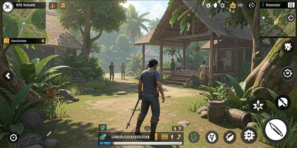 Screenshot gameplay RP8 dengan interaksi karakter yang realistis.