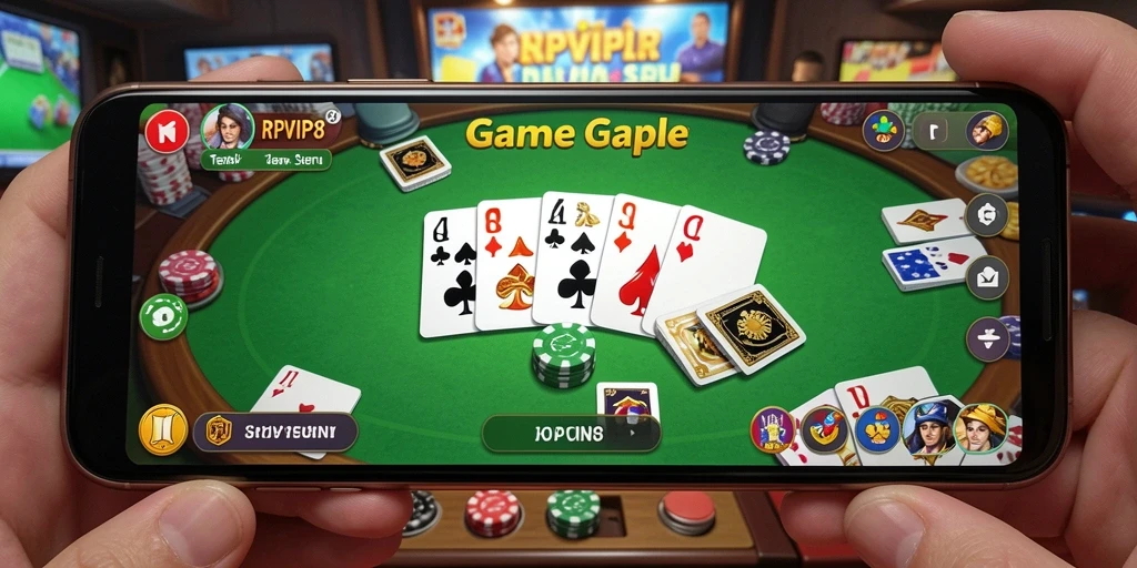 Tampilan gameplay seru RPVIP8 dengan berbagai fitur Gaple.